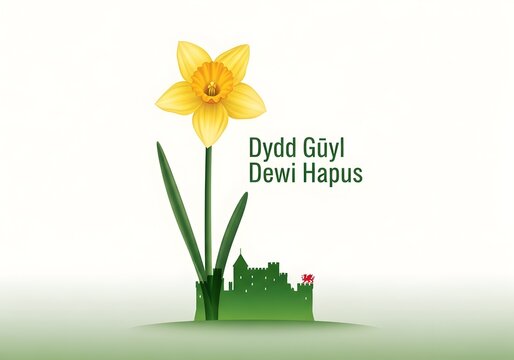 Dydd Gwyl Dewi Hapus - A Welsh St. Davids Day Illustration.