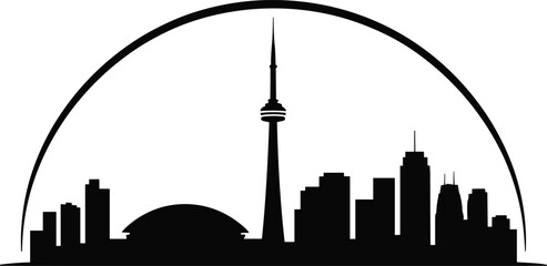 Toronto skyline silhouette under dome arch and cn tower with cn tower © MST MOMATAJ