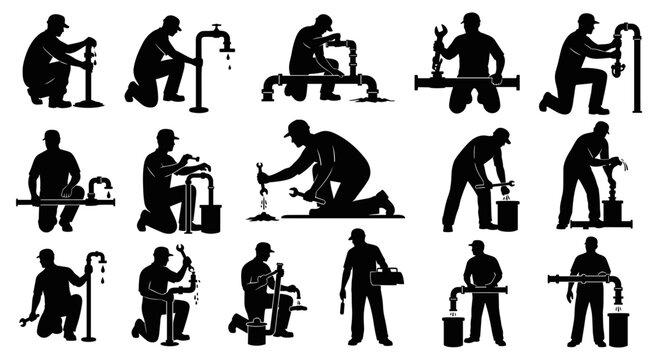 Silhouette of a man working.