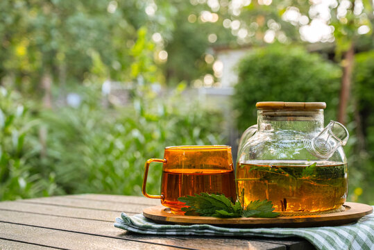 Herbal detox tea set for calming natural care outdoors