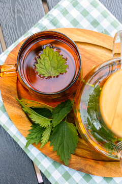 Herbal nettle tea for detox, calm and natural wellness