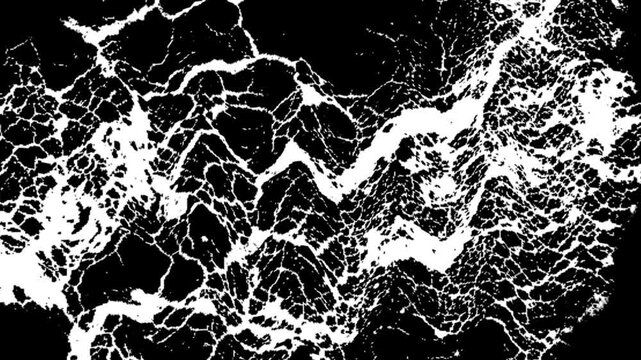 Abstract White Cracked Marble Texture on Black Background