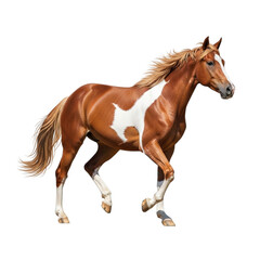 Obraz premium A brown and white horse running isolated on transparent background