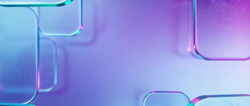 Abstract glass rectangle gradient pastel neon background futuristic smooth shape minimal digital art holographic design soft glow color video backdrop modern 3d render layout light texture surface