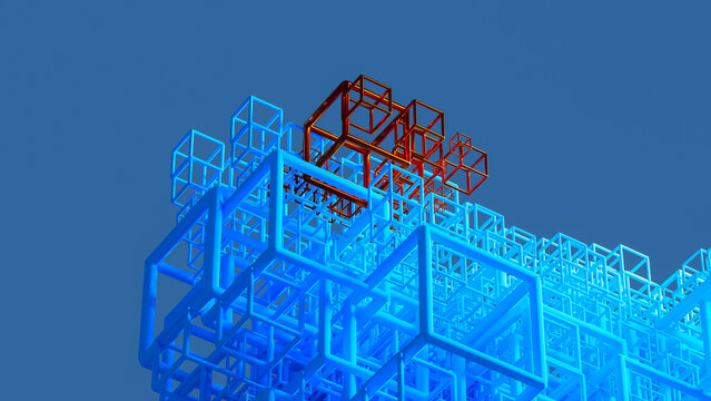Background of a 3D geometric technology with cube design and detail
