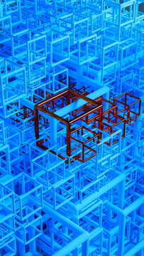 Background of a 3D geometric technology with cube design and detail
