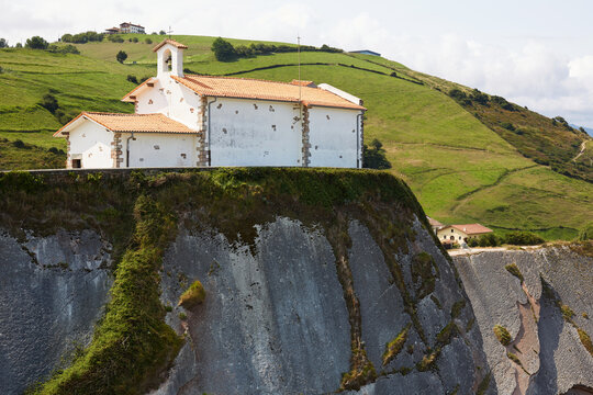 Coastal chapel on cliffs in Zumaia, Basque Country