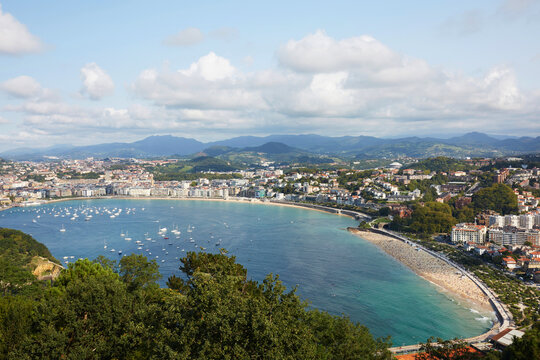 Vibrant panorama of coastal san sebastian landscape
