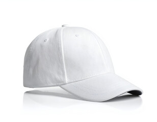Fototapeta premium Clean white baseball cap with subtle stitching on white background