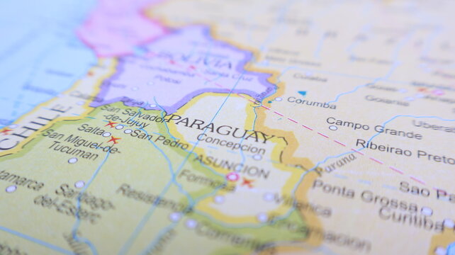 Paraguay Map Detail: Travel and Geography Concept