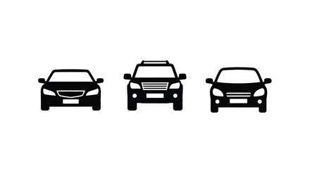 Obraz premium Three vehicle silhouettes displayed in a minimalist black design silhouette