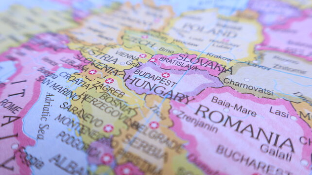 Map of Hungary and surrounding countries