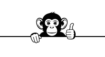 Cute Monkey Showing Thumbs Up Gesture. © Keysa