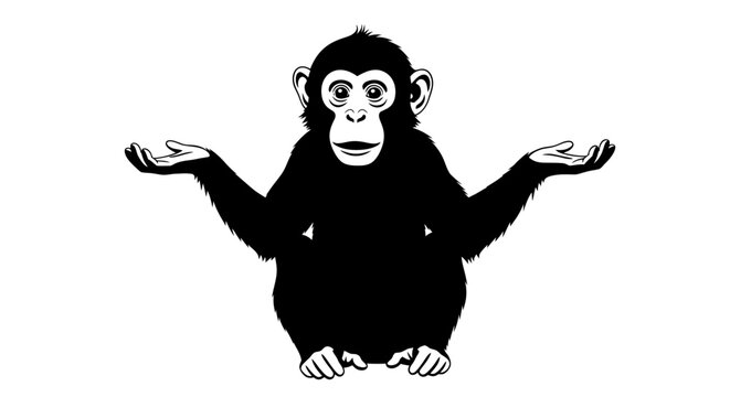 Chimpanzee Shrugging with Open Palms in a Gesture of Uncertainty.