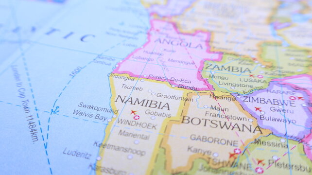 Namibia, Africa on a Map - Travel Destination