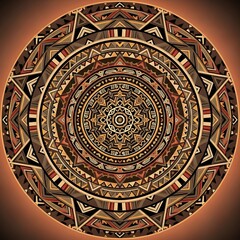 Obraz premium Mandala Pattern with Geometric Tribal Motifs