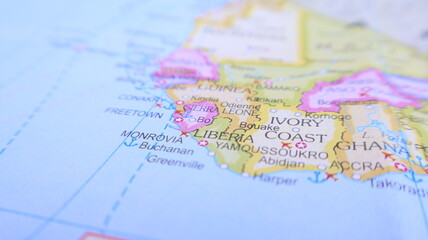 Close Up Map of Liberia, Ivory Coast, Sierra Leone and Ghana © Passionwith