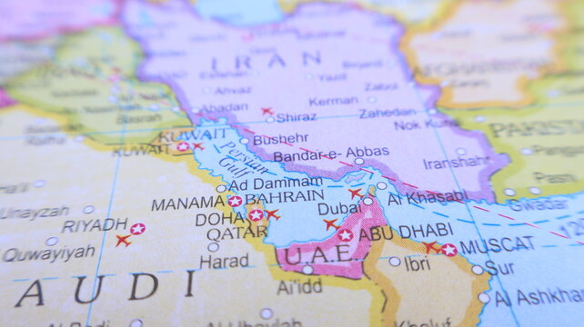 Iran & Persian Gulf on Political Map: Middle East Detail