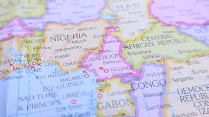 Obraz premium Africa Map Detail: Nigeria, Cameroon, and Central African Republic