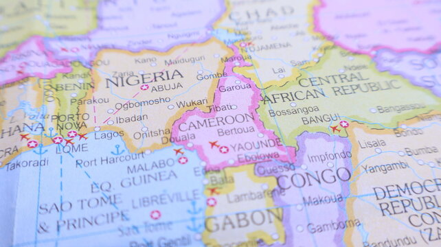 Africa Map Detail: Nigeria, Cameroon, and Central African Republic