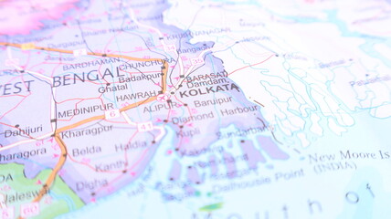 Naklejka premium Kolkata and West Bengal on a Map of India