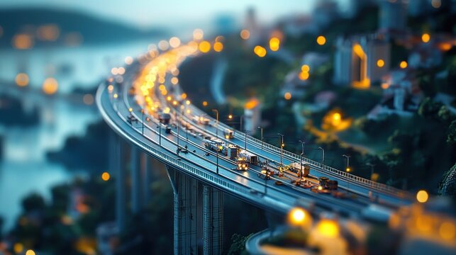 Highway traffic at dusk