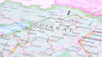 Naklejka premium Map of Gujarat, India - Travel & Geography