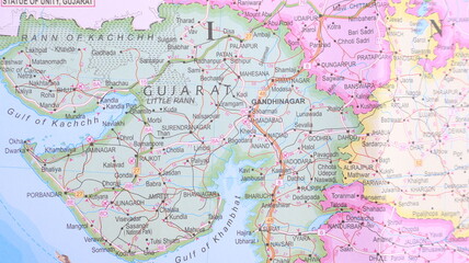 Naklejka premium Gujarat, India Map: Detailed Cartography for Travel Planning