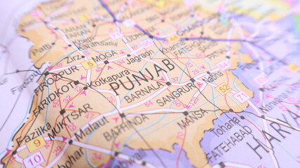 Obraz premium Punjab India Map - Travel and Geography