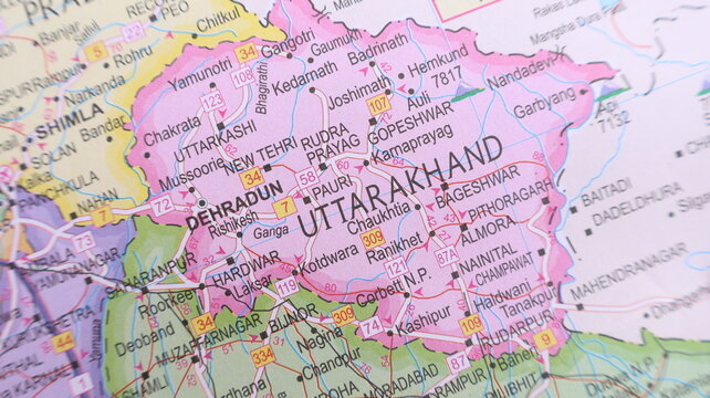 Uttarakhand Map Detail, India, Asia Travel Destination