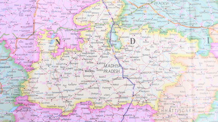 Fototapeta premium Map of Madhya Pradesh, India