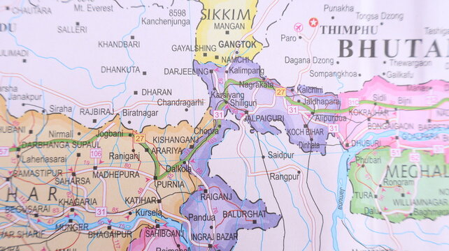 Close-up map of Bangladesh and surrounding countries
