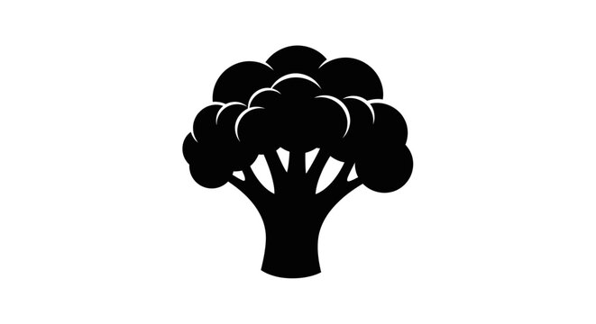 Simple Black Silhouette of a Broccoli Florets.