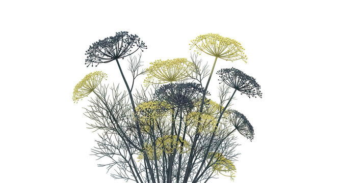 Dill flowers and stems illustration