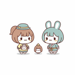 Fototapeta premium Cute cartoon bunny colorful in a fun and sweet holiday illustration for kids