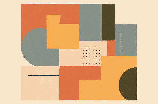 Warm geometric abstract forms in modern minimalist layout