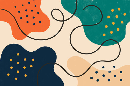Warm geometric abstract background with organic shapes and dots
