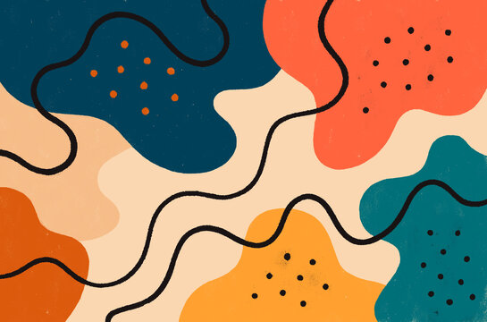 Warm geometric abstract forms with flowing lines background