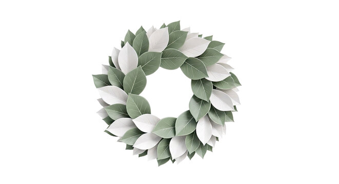 Green and White Leaf Wreath