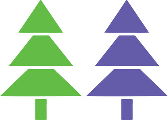 Obraz premium Two colorful trees made of triangles isolated on white background
