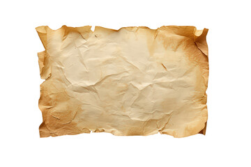 Fototapeta premium Crumpled antique paper with burnt aged edges and vintage texture, old parchment scroll document background transparent