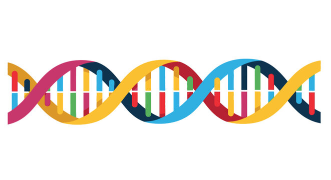 Colorful illustration of a double helix dna structure with vibrant bands