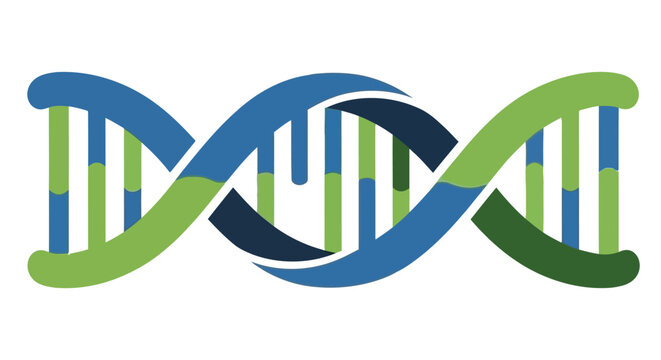 Stylized dna helix logo with blue and green gradient colors on white background