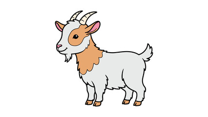 Fototapeta premium Cute cartoon goat character with soft colors, perfect for kids design and educational content.