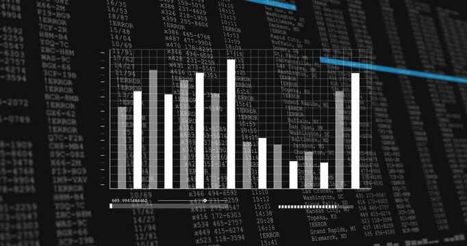 Slider knob moving, HUD bar chart changing heights and updating readout, reflecting analytics