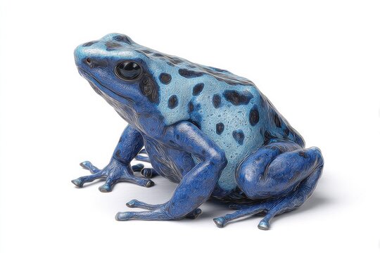 Blue Poison Dart Frog, Dendrobates Azureus, Side View on White Background