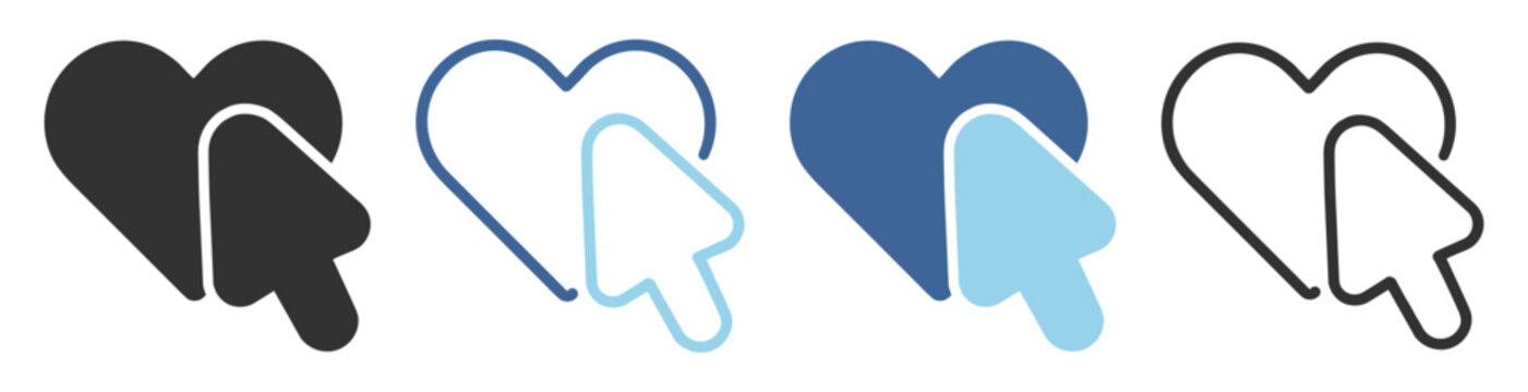 Heart medical navigation flat cursor icon on transparent background