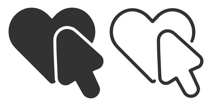 Heart medical flat click cursor icon on transparent background