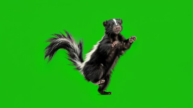 dancing Skunk on a green screen background for vfx projects