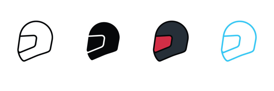 Full Face Protective Helmet Icon for Racing, Motorcycling, and Professional Safety. Symbol Vector Illustration.